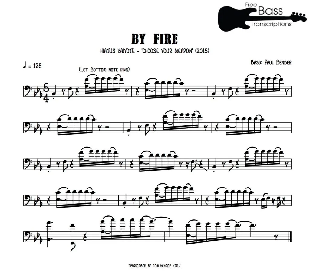 Hiatus Kaiyote - By Fire bass transcription