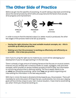 The Other Side of Practice: how stimulus, processor and output shape what and how you practise