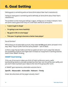The opening of the Goal Setting chapter, introducing SMART goals