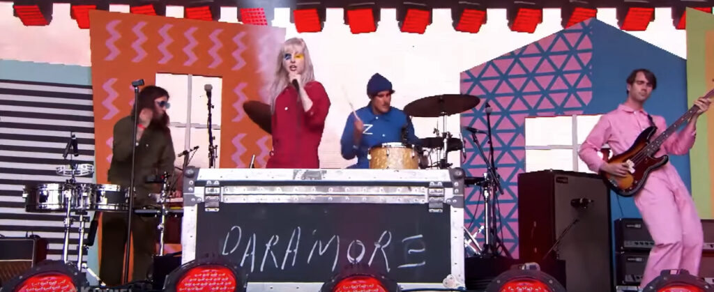 Paramore performing live on stage